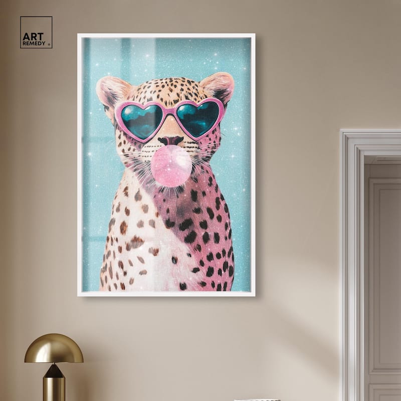 Pastel Cheetah Bubblegum Shadowbox by Art Remedy