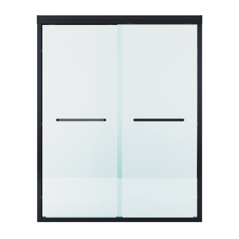 56-60"W x 75"H Aluminium Alloy Frame Double Sliding Shower Door with 6mm Tempered Glass,Matte Black - 56-60"W x 75"H