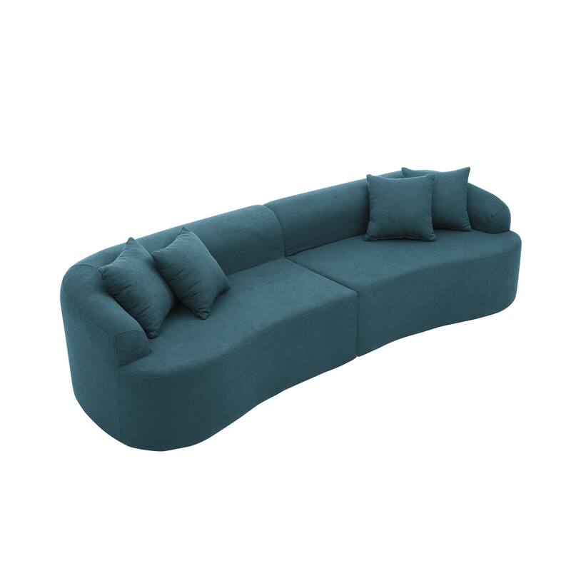 Curved Modular Sectional Sofa In Lamb'S Wool Fabric, Modern Minimalist Style,Compressed (No Assembly Required)
