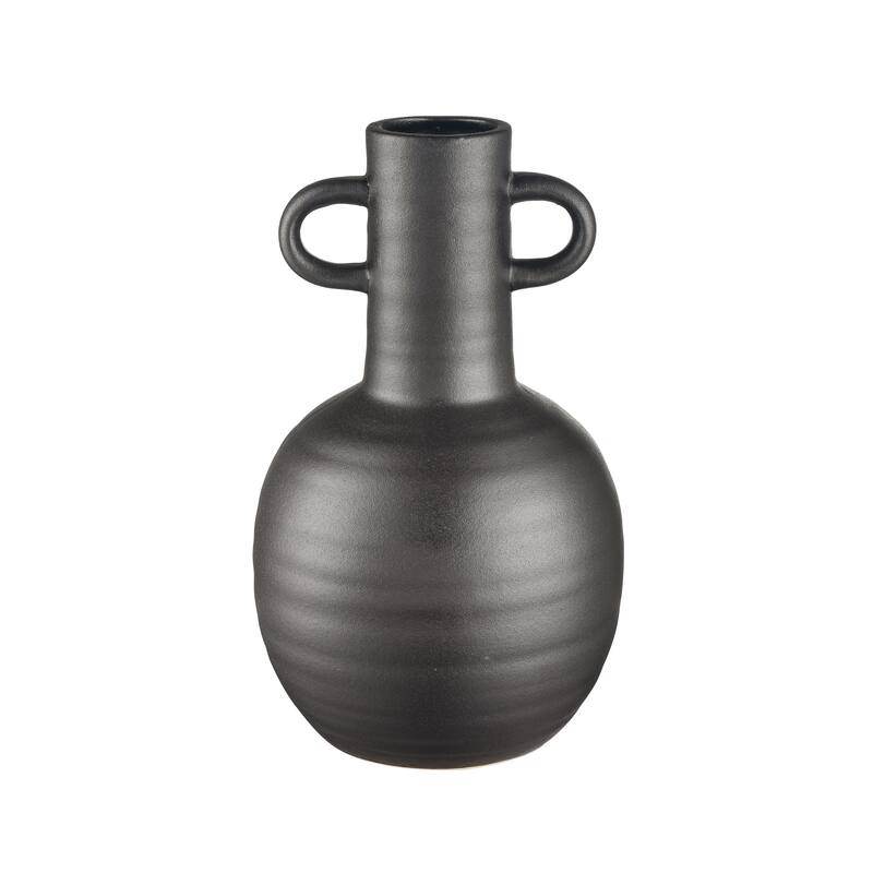 Elk Home Pavit Black Earthenware 6.5 Inch Wide Vase