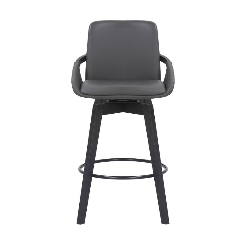 Fabric Swivel Bar Stool with Arms, Full Back and Iron Footrest Frame