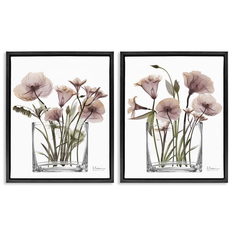 Stupell Earthy Infatuation Bouquet Framed Floater Canvas Wall Art Design By Albert Koetsier (Set of 2) - 25 x 31 - Black