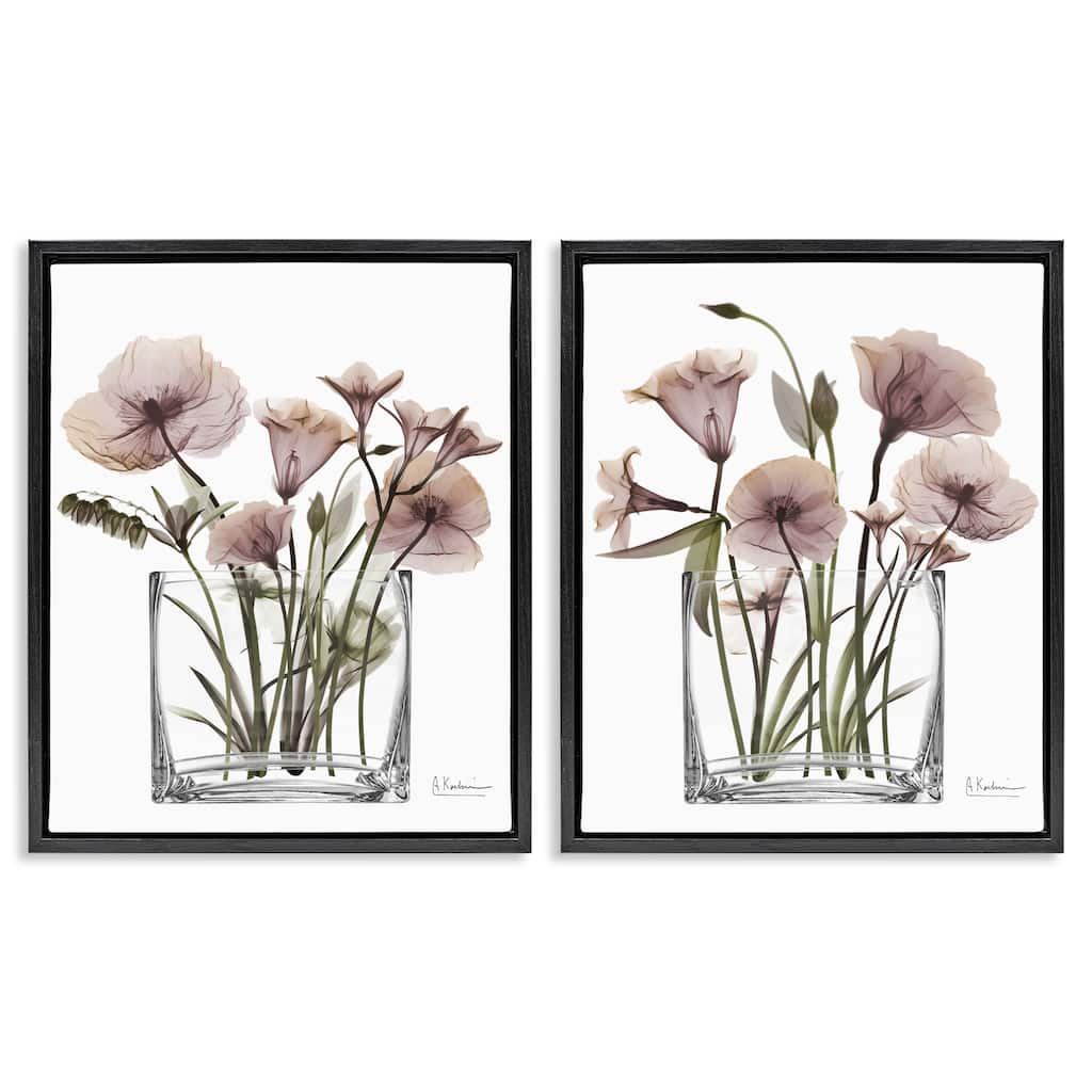 Stupell Earthy Infatuation Bouquet Framed Floater Canvas Wall Art Design By Albert Koetsier (Set of 2)