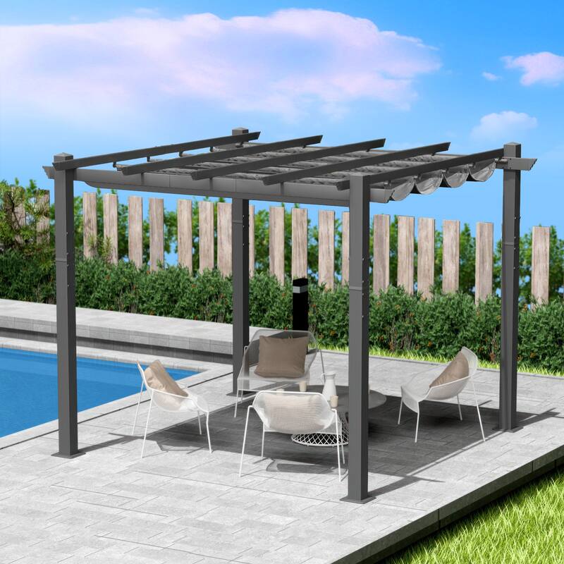 Kozyard Atlantics Outdoor 10'x13' Extra Large BBQ Grill Pergola with Sun Shade Gazebo Canopy