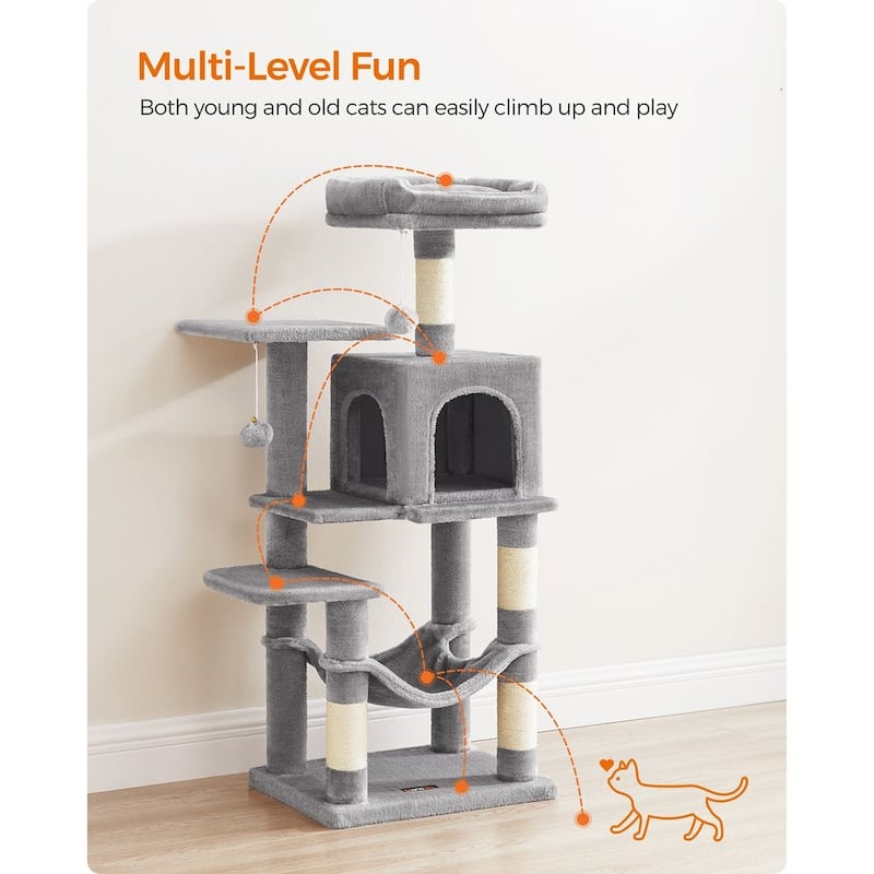 Plush Multi-Level Cat Tree with Sisal-Covered Scratching Posts and Cozy Hideouts for Indoor Cats