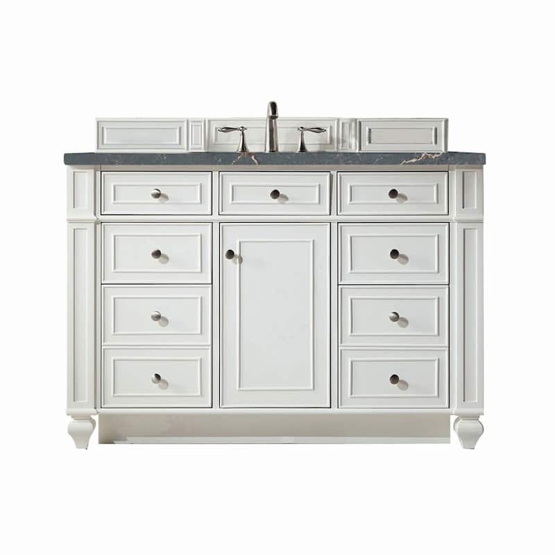 James Martin Vanities 157-V48-3PBL Bristol 48" Single Basin Walnut - Bright White