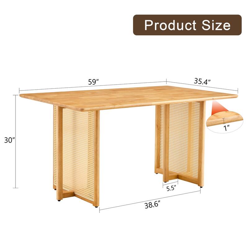 Retro Solid wood Solid Table, Simple Modern Imitation Rattan Solid Table, Wooden Solid Table, Desk