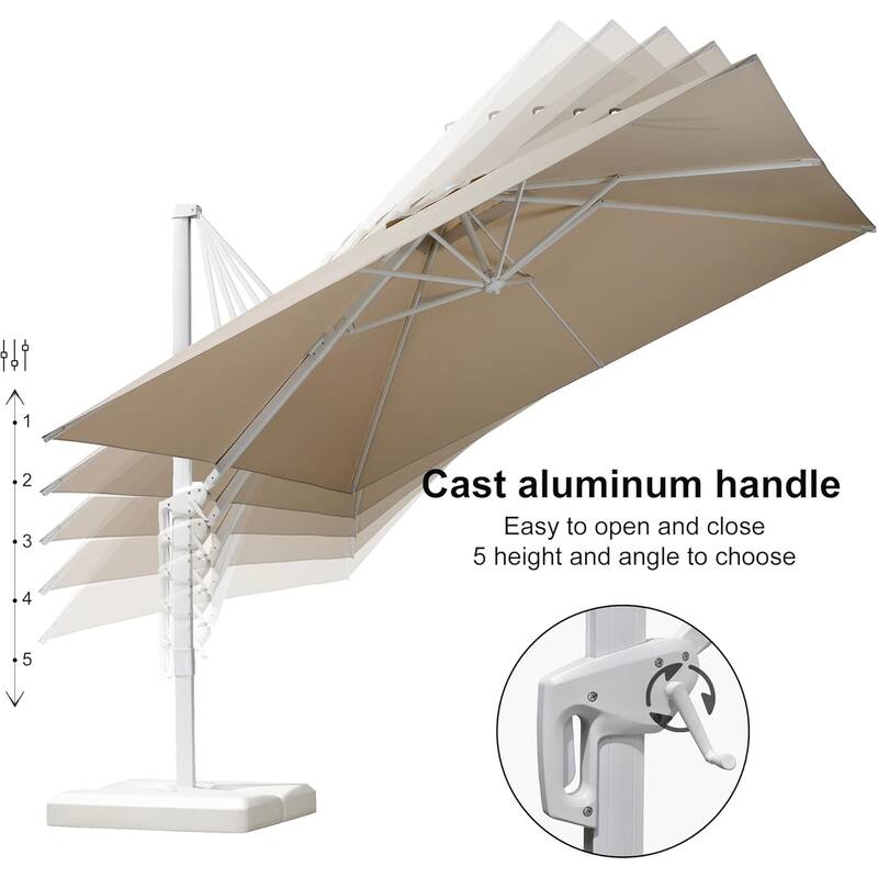 PURPLE LEAF White Cantilever Patio Umbrella with 360 Degree Rotation With Base