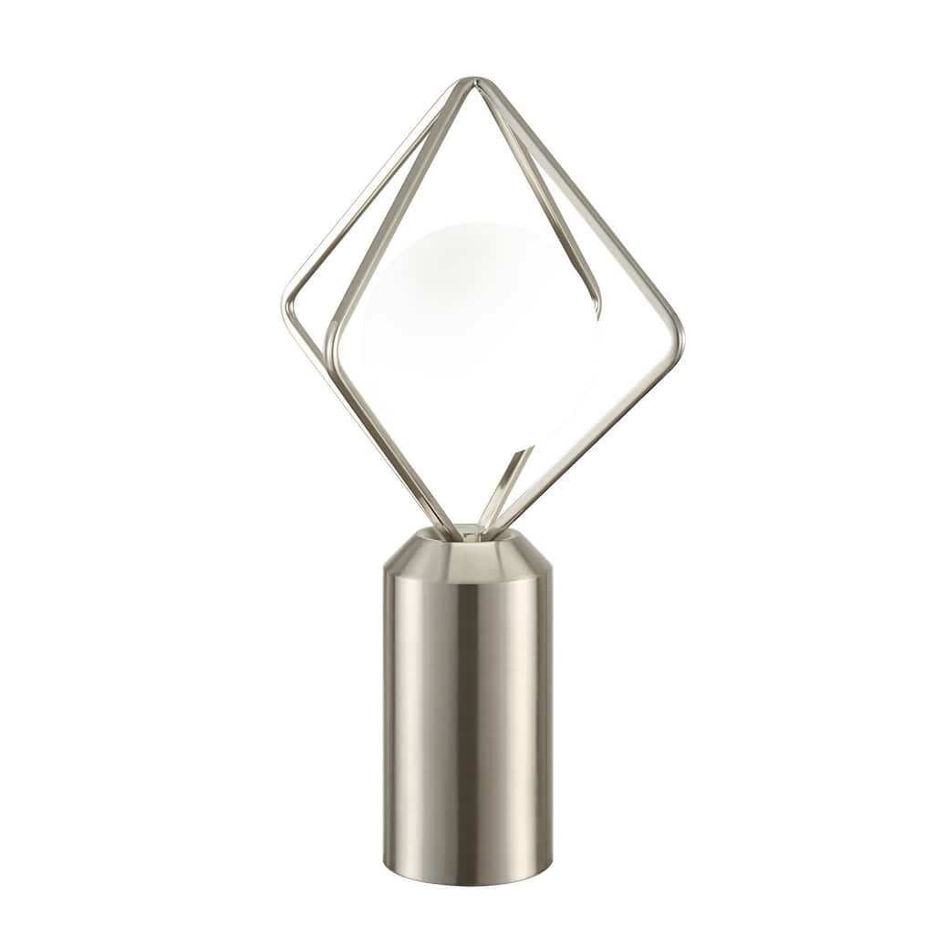 20 Inch Table Lamp, Globe Glass Shade, Accent Cylindrical Base, Nickel