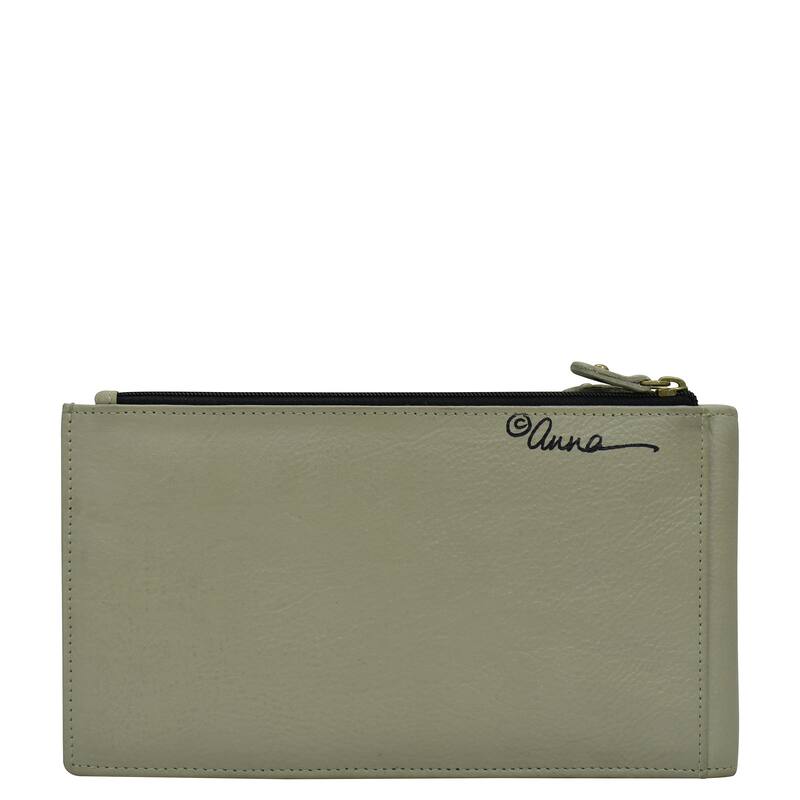 Handpainted Leather Ladies Organizer Wallet - Dreamy Blossoms