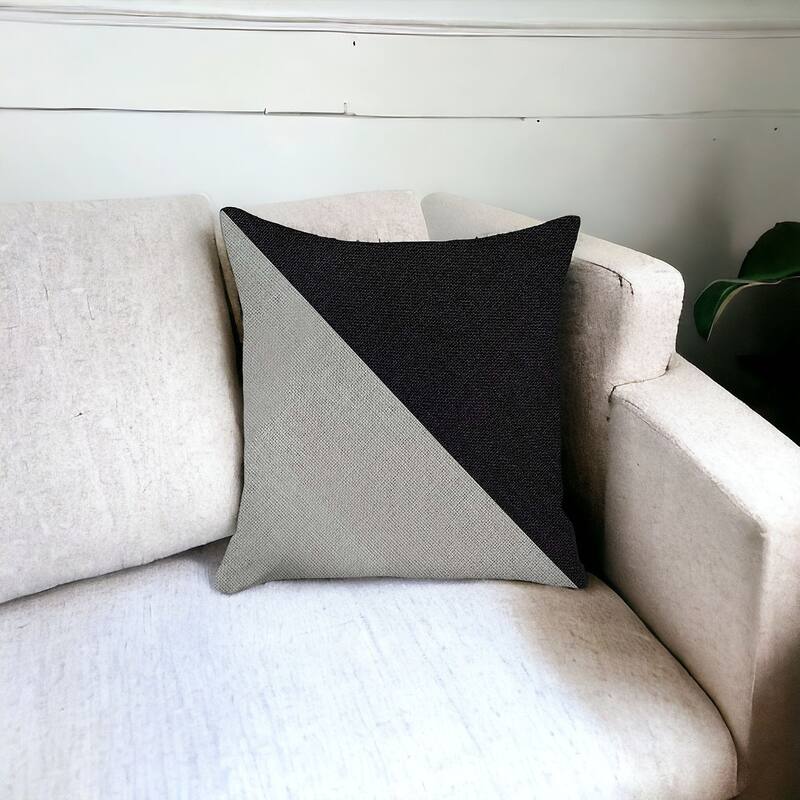 HomeRoots 18" X 18" Black And Grey Geometric Zippered Handmade Polyester Throw Pillow Cover