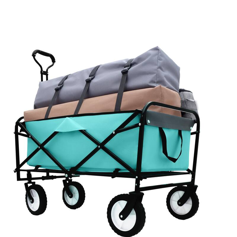 360lb Capacity Heavy-Duty Collapsible Wagon - with Storage Straps & 3-Piece Liner Bag Set