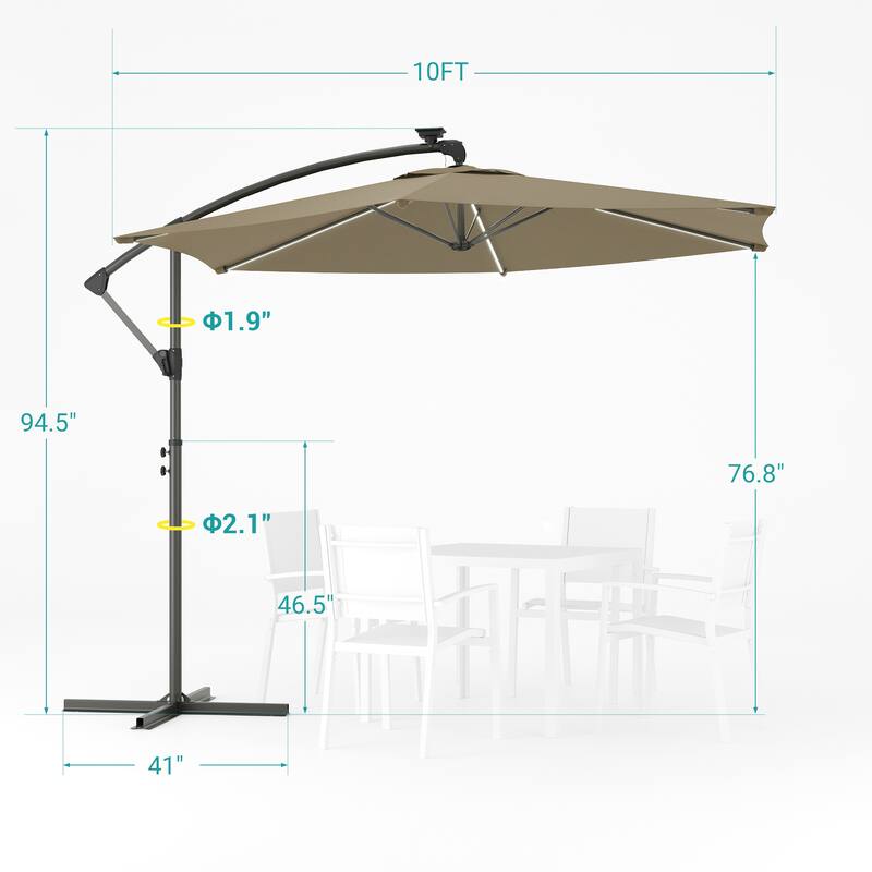 Sonkuki Outdoor 10FT LED lighted Patio Offset umbrella for Garden