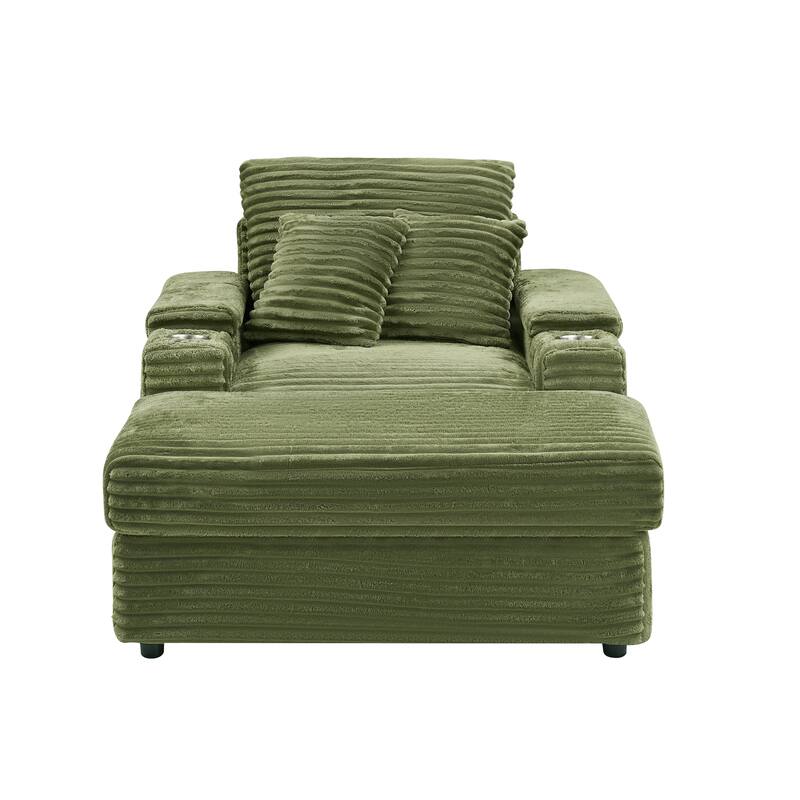 57 Inch Corduroy Single Sofa with Ottoman Sleeper Sofa Lounge Sofa