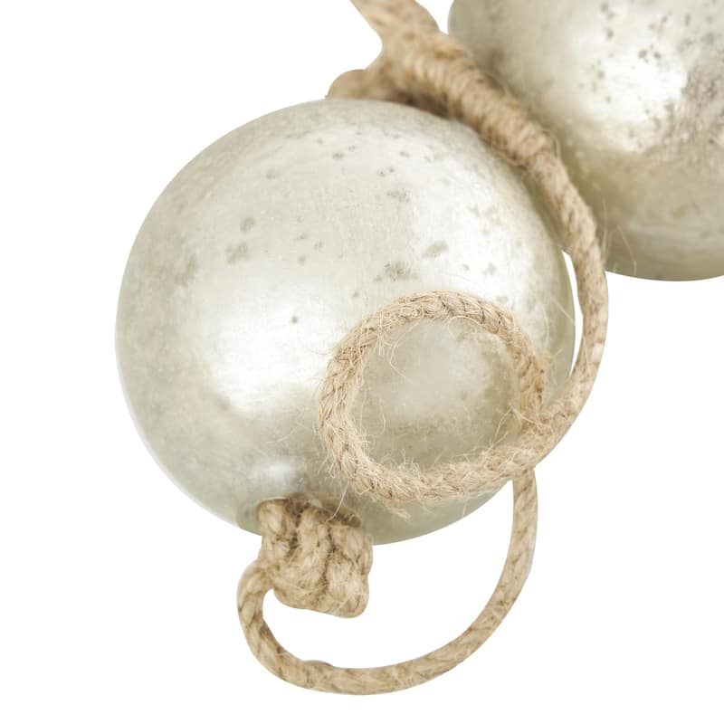 Black Glass Handmade Round Extra Long Frosted Orb Beaded Garland with Tassel with Knotted Jute Rope