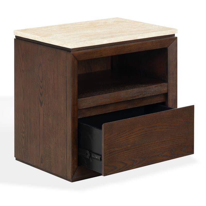 SAFAVIEH Couture Alaura Travertine Top Nightstand