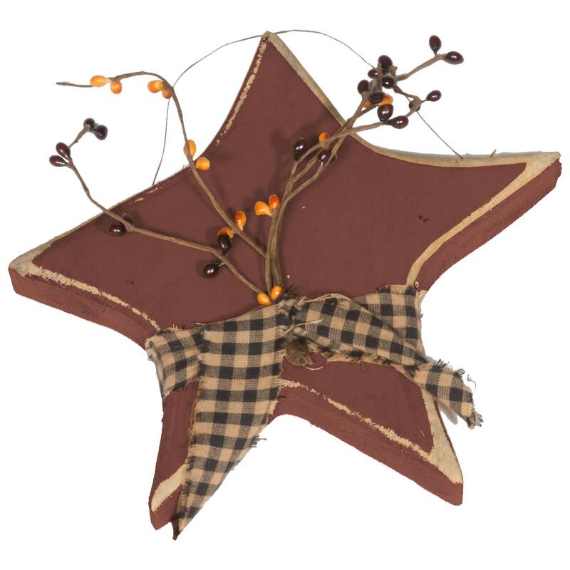 Farmhouse Small Star with Berries - Burgundy