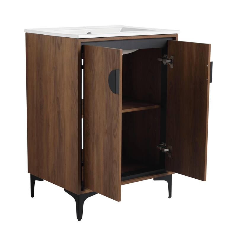 30-Inch Bathroom Vanity with Double Doors, Engineered Wood Cabinet, Floor-to-Ceiling Design, Ample Storage Space