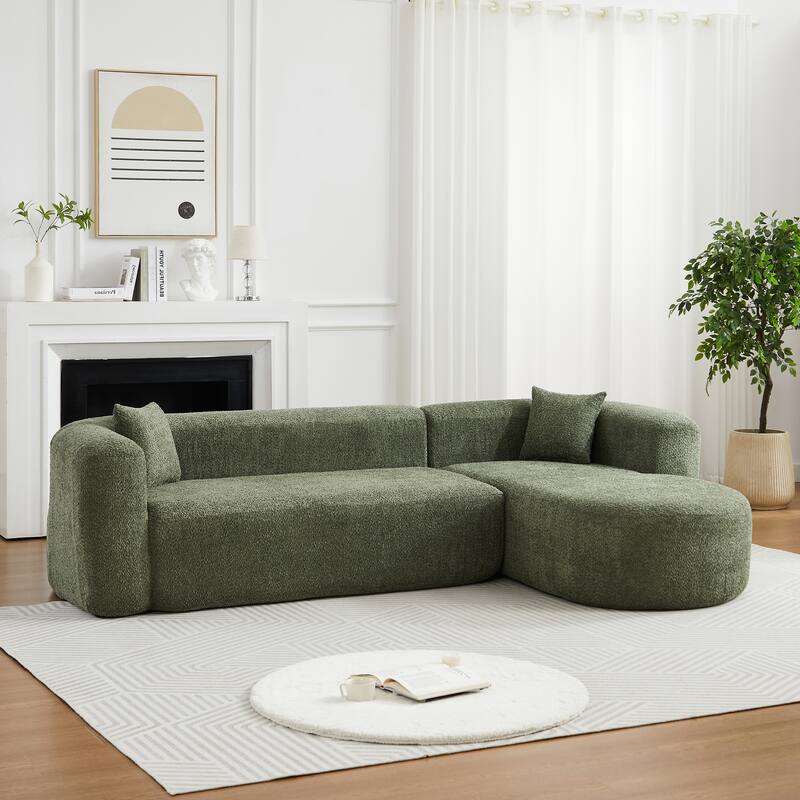 L-Shaped Modular Sectional Sofa, Comfy Chenille Boneless Cloud Couch, Corner Deep Seat Sofa with 2 Throw Pillows