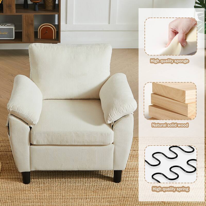 79.72" Corduroy 3 Pieces Living Room Sets Including Sectional Sofa with Storage Ottoman & Side Pockets & Armchair Set