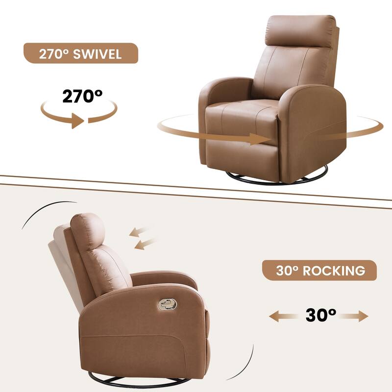 HOMYKA Modern Faux Leather Rocking Recliner with Swivel