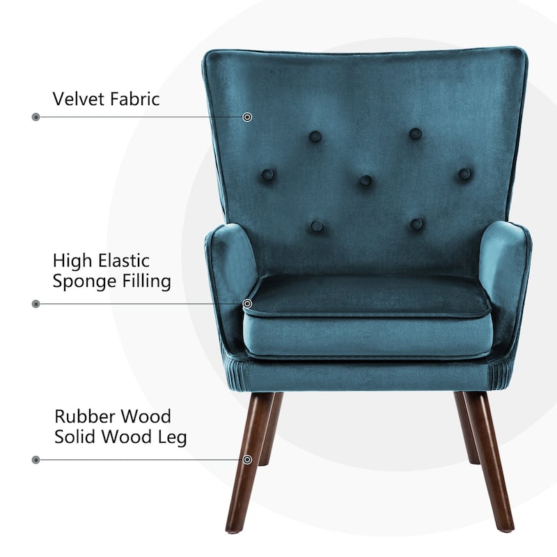 Velvet Upholstered Accent Chair Armchair for Living Room