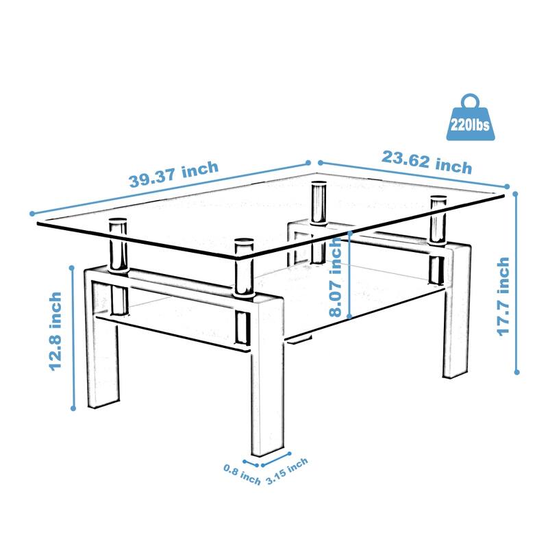 Modern Coffee Table with Storage Shelf for Living Room