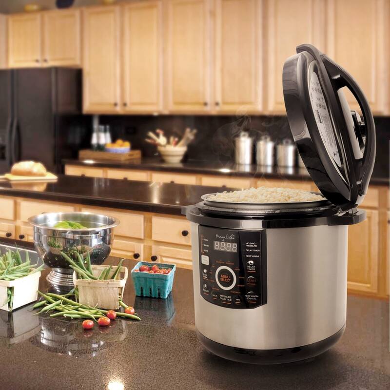 Megachef Digital Pressure Cooker with 12 Quart Capacity- 15 Presets and Glass Lid