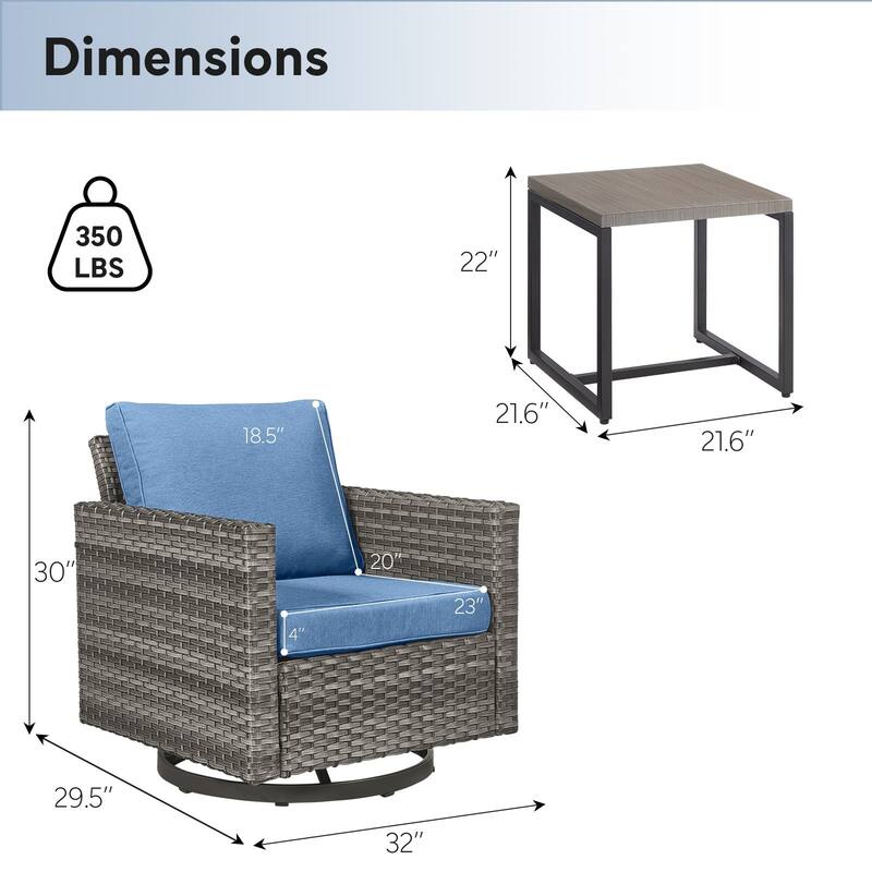 Outdoor Swivel Glider Chairs with Soft Cushion