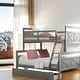 preview thumbnail 1 of 10, Twin Over Full Bunk Bed with Ladder, Two Storage Drawers, Safety Guardrail Grey