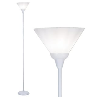 White Floor Lamp with White Cone Shade 70 Inches Tall - Measures: L:11.75 in. x W:11.75 in. x H:71.25 in.