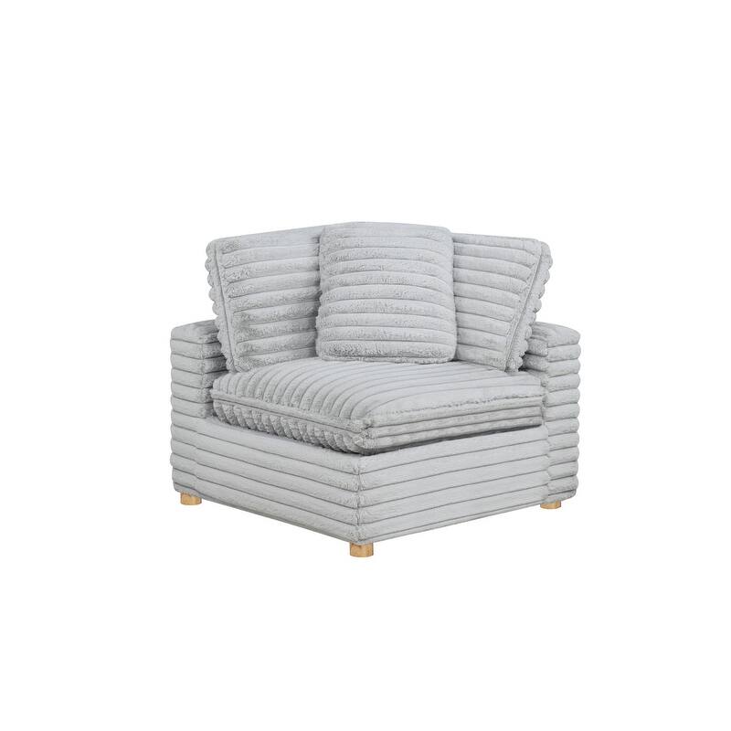 Best Quality Furniture 4-Piece Section Corduroy Modular - Light Gray Corner Chair