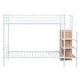preview thumbnail 3 of 9, White Twin over Twin Size Metal Bunk Bed with Storage Ladder & Wardrobe