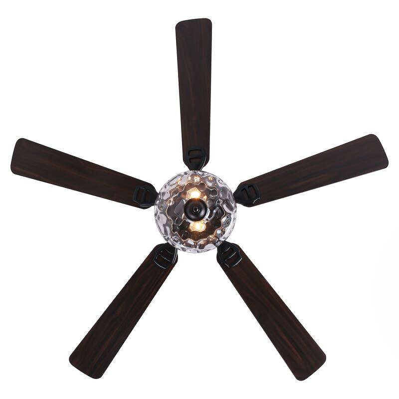 52" Classic Matte Black Flush Mount Ceiling Fan with Light and Remote - 52 in. D x 52 in. W x 14 in. H