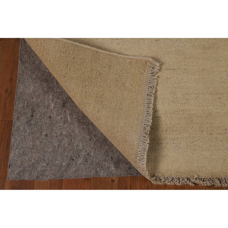 Modern Gabbeh Oriental Area Rug Handmade Beige Solid Wool Carpet - 6'5"x 9'8"