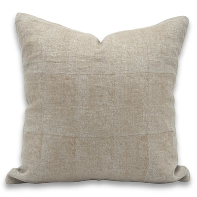 Fabdivine Linen White Farmhouse Block print pillow Cover