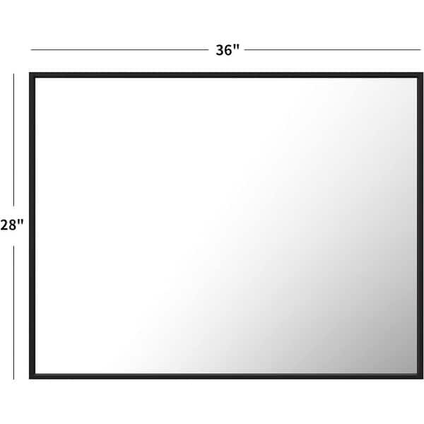 Black Rectangle Bathroom Mirror Wall, Matte Black Aluminum Alloy Frame