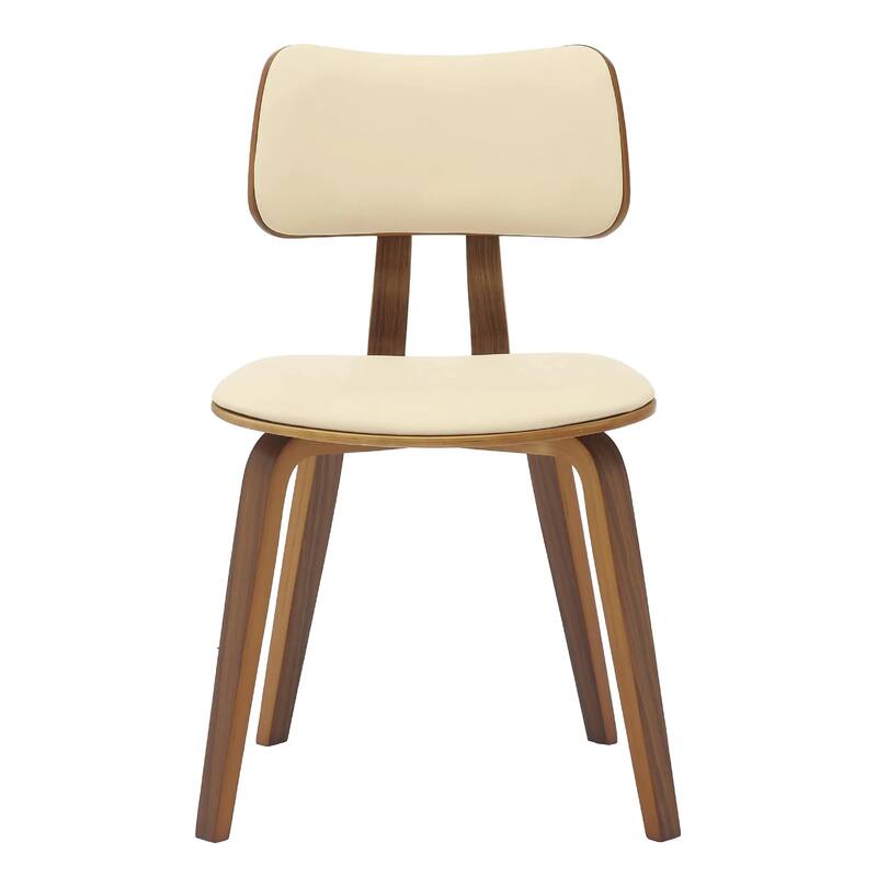 Clivo Leather Dining Chair with Open-Back and Poplar Wood Legs for Kitchen or Dining Room Set of 2
