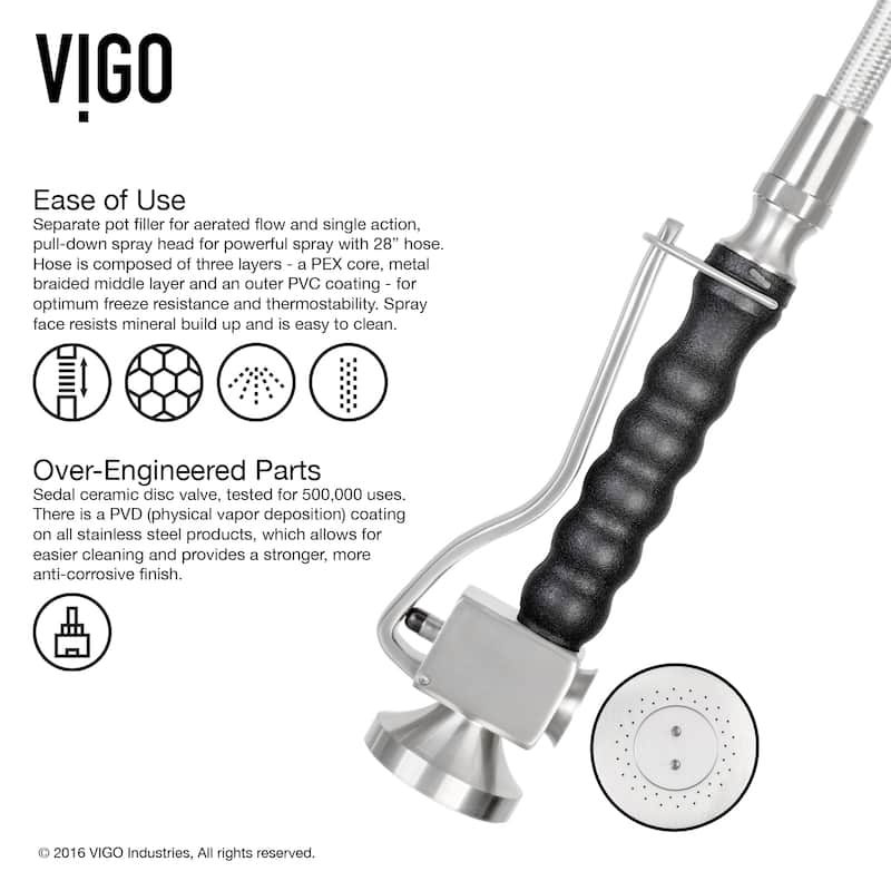 VIGO Zurich 27" H Single Handle Pull-Down Sprayer Kitchen Faucet