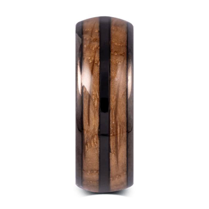 Manly Bands THE BADGER Tungsten Black Plated with Inlay 8mm Polished Band