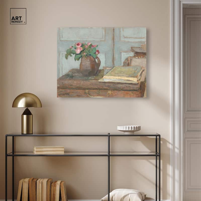Box and Moss Roses Canvas by Art Remedy, Gallery Wrapped
