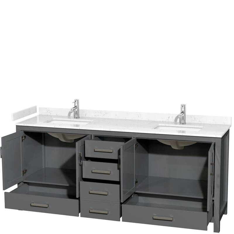Sheffield Double Bathroom Vanity Set, Cultured Top, No Mirror