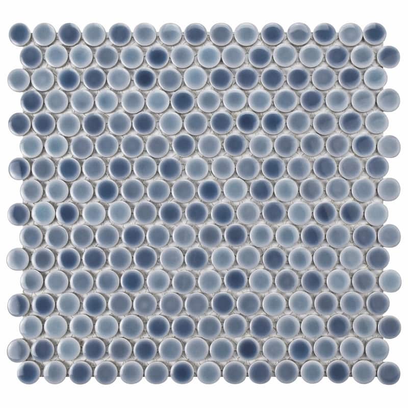 Merola Tile Hudson Penny Round Stillwater 11-7/8" x 12-5/8" Porcelain Mosaic Floor and Wall Tile