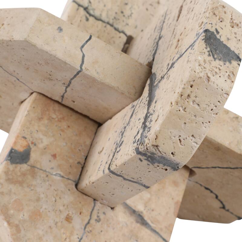 Stone Decorative Object Interlocking Geometric Sculptural Design