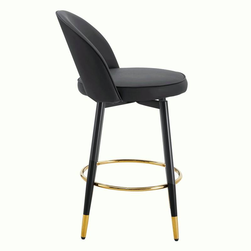 360° Rotatable Bar Chair with Modern PU Upholstery and Metal Legs