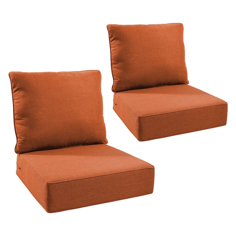 Pocassy 24"x24"x6" Thick Cushions Indoor/Outdoor Deep Seat Cushion - Orange - 2 Set Cushion