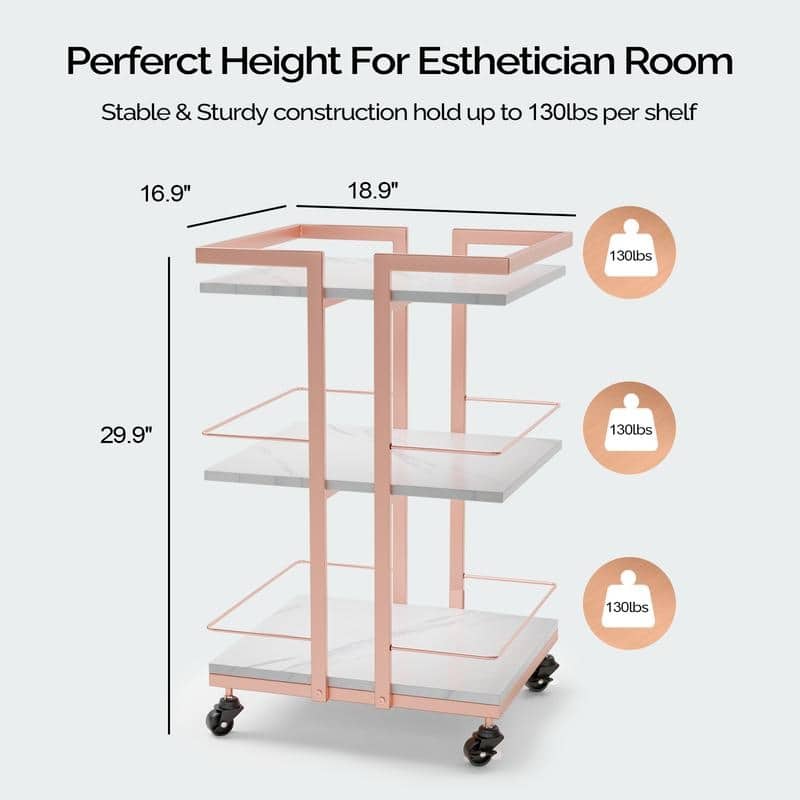 Rolling Cart, 3-Tier Multifunctional Storage Cart, Storage Trolley for bathroom, living room