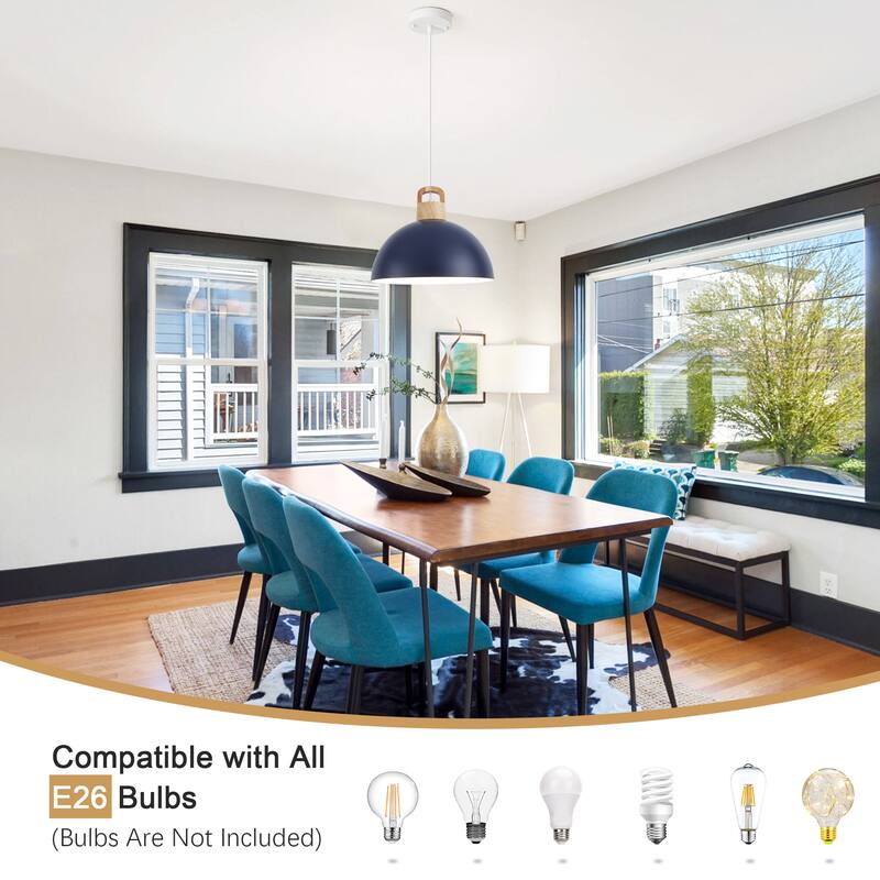 1-Light Rustic Hanging Pendant Light with Metal Shaded for Kitchen Island