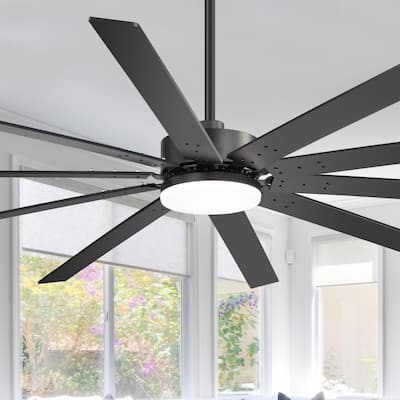 Large 84"/72" Reversible 10-Blade Integrated Ceiling Fan with LED Light Kit and Remote