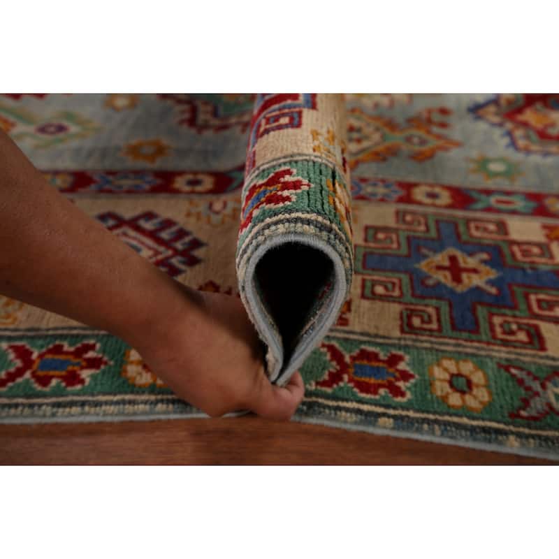 Geometric Kazak Rug Hand-Knotted Wool Carpet - 5'8" x 9'5"